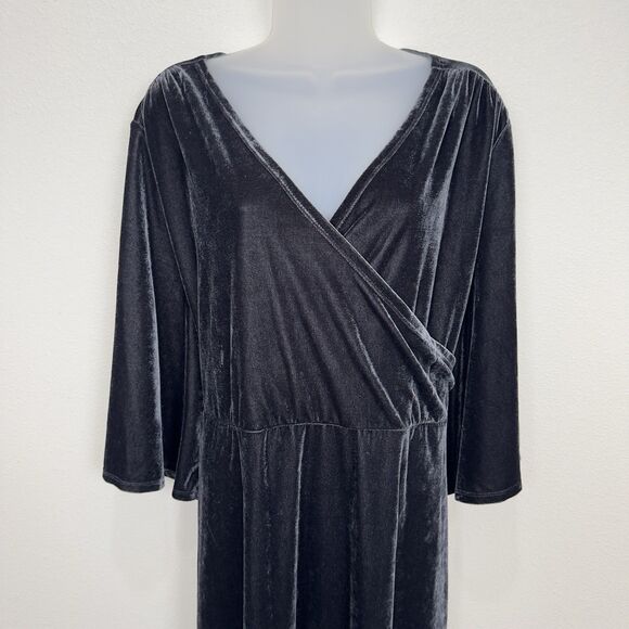 Soft Surroundings Dress Womens 2X Plus Black Velour Stretch‎ Soft Feminine Comfy - Picture 2 of 9